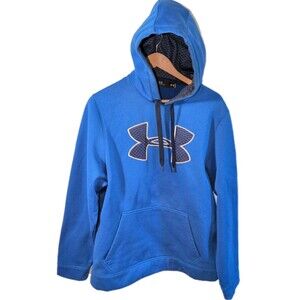 Under Armour Storm Hoodie Mens Size L Large Loose Fit Blue Graphic Athletic Logo
